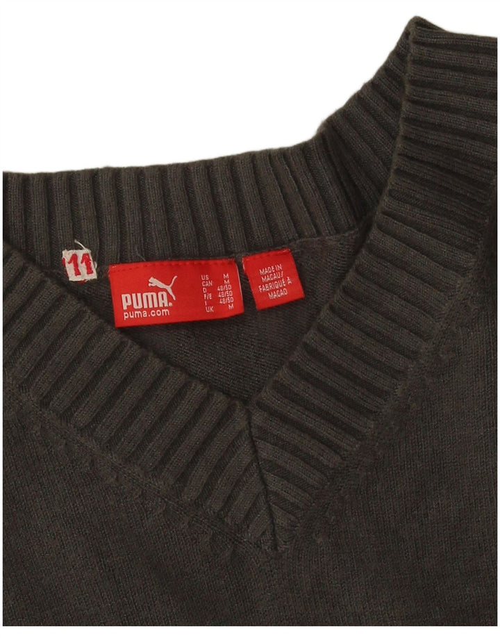 Maglione Puma da uomo con scollo a V in viscosa grigio medio