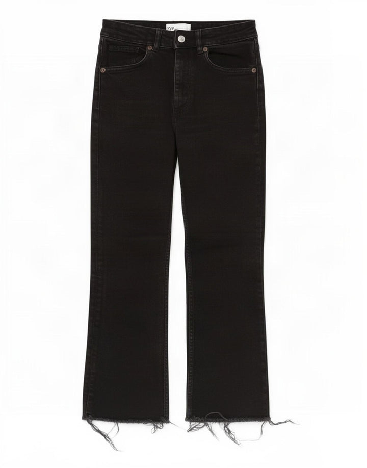 Jeans dritti corti da donna Zara EU 38 piccoli W28 neri
