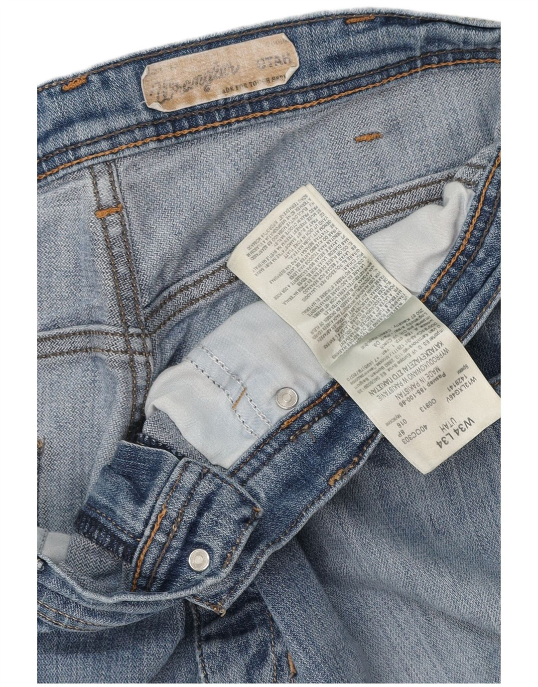 Jeans dritti da uomo Utah WRANGLER W34 L34 cotone blu