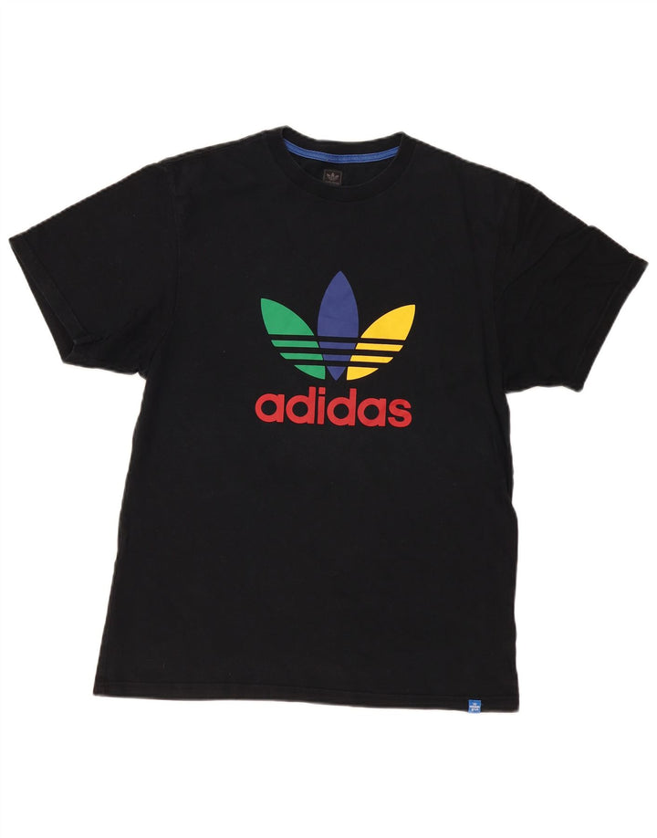 T-shirt grafica da uomo Adidas Top in cotone nero medio