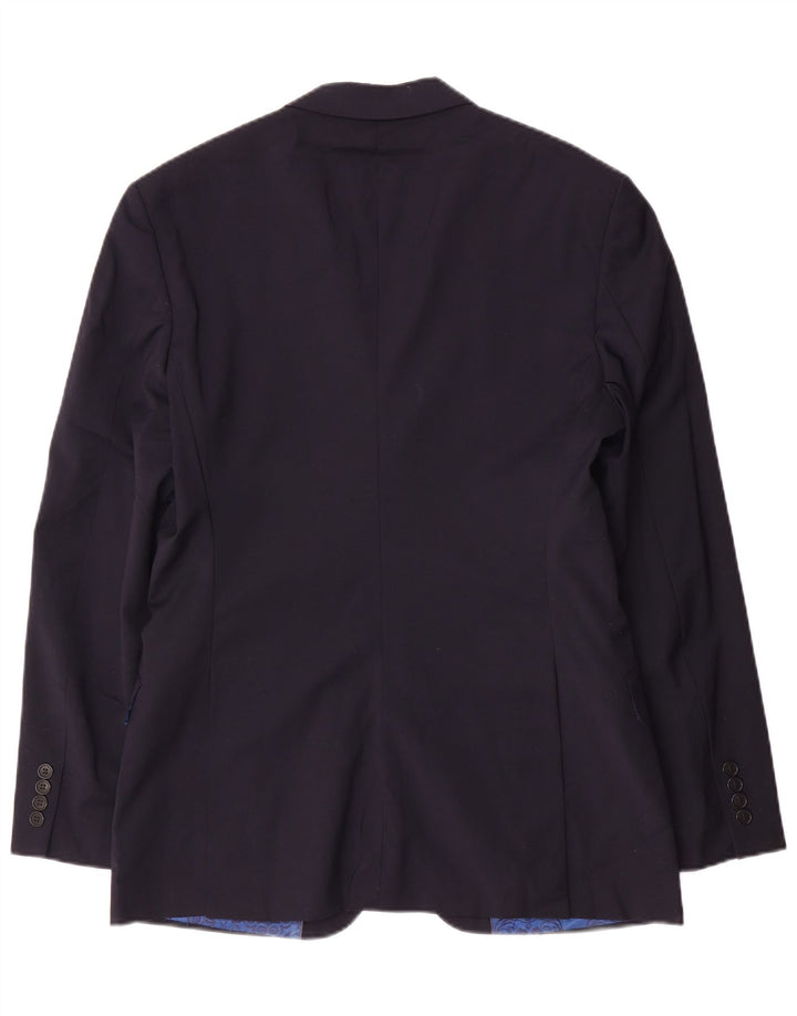 Giacca blazer da uomo a 2 bottoni Ted Baker US 40 Large in lana blu navy