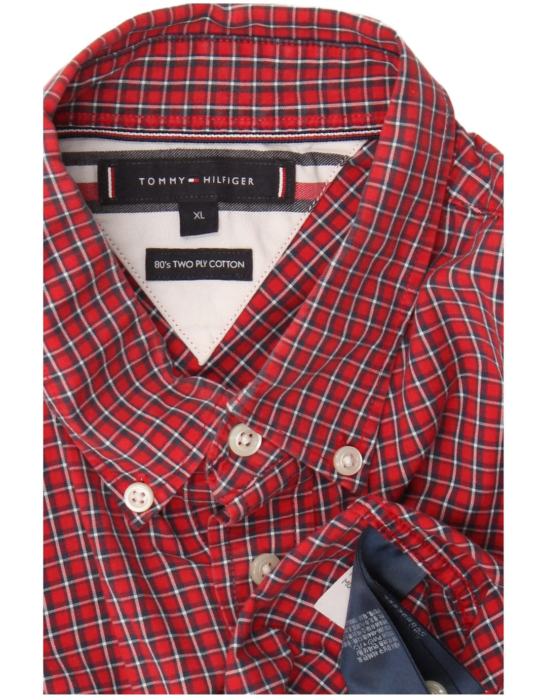 Camicia da uomo Tommy Hilfiger XL in cotone a quadri rossi