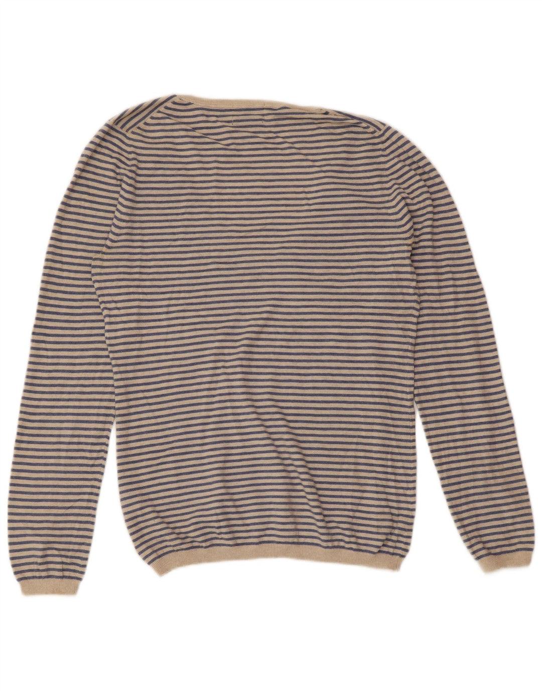 MASSIMO DUTTI Maglione da donna con scollo a V UK 18 XL Cashmere a righe blu