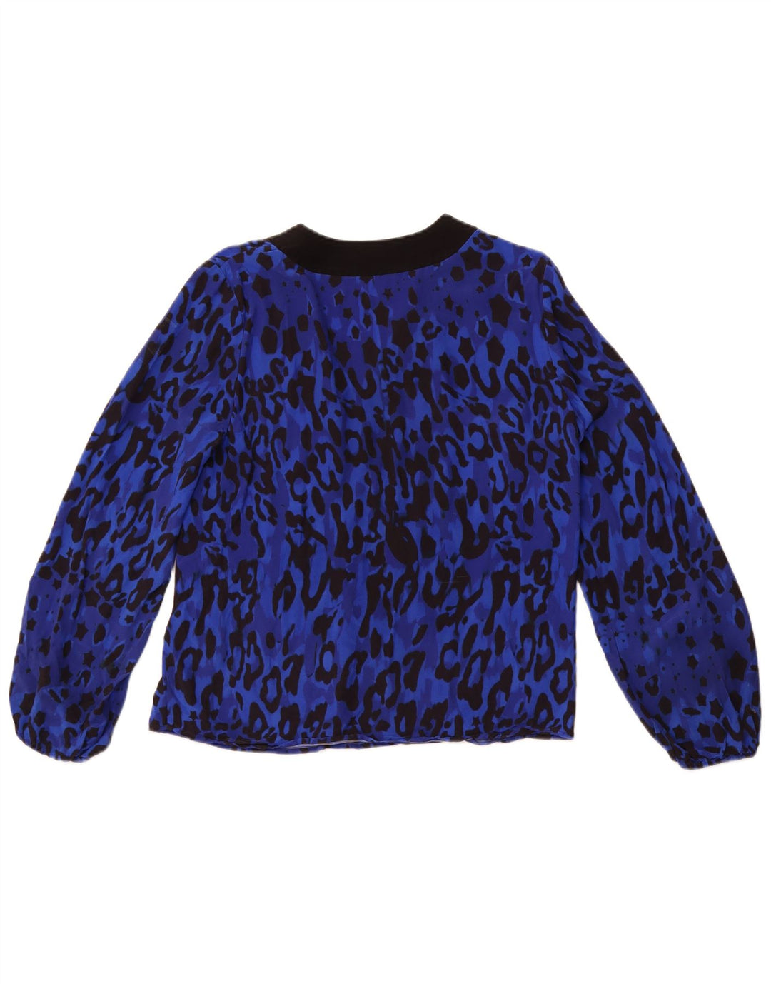 TED BAKER Camicetta a maniche lunghe da donna taglia 2 piccola stampa animalier blu