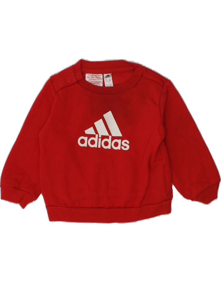 ADIDAS Baby Boys Graphic Sweatshirt Jumper 3-6 Months Red Cotton | Vintage Adidas | Thrift | Second-Hand Adidas | Used Clothing | Messina Hembry 