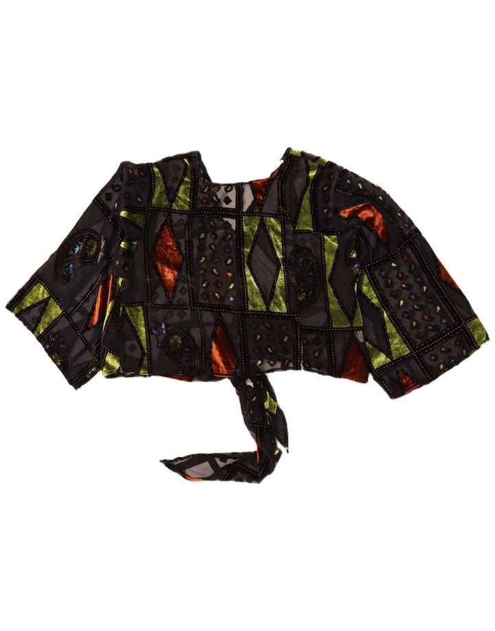 MOTEL Top bolero oversize da donna trasparente UK 10 piccolo patchwork nero