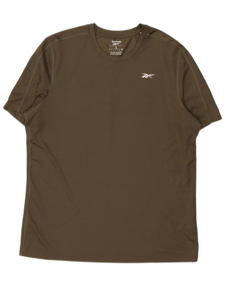 T-shirt Reebok da uomo Top Large in poliestere kaki
