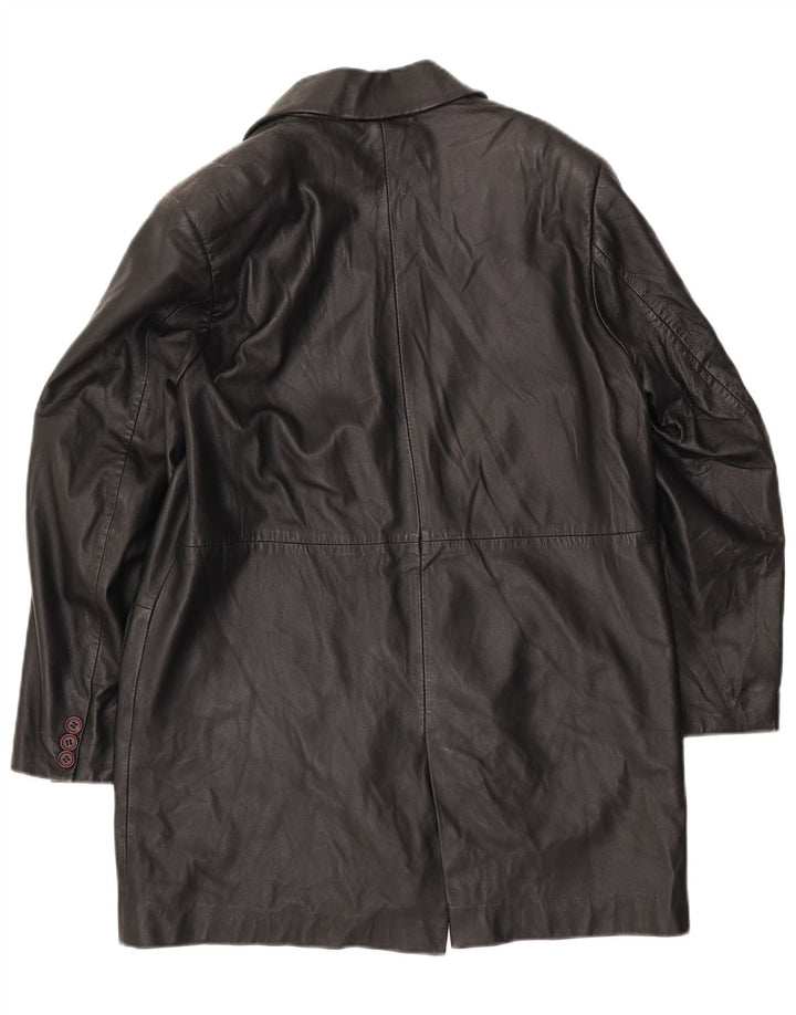 Cappotto in pelle vintage da donna IT 42 medio in pelle nera