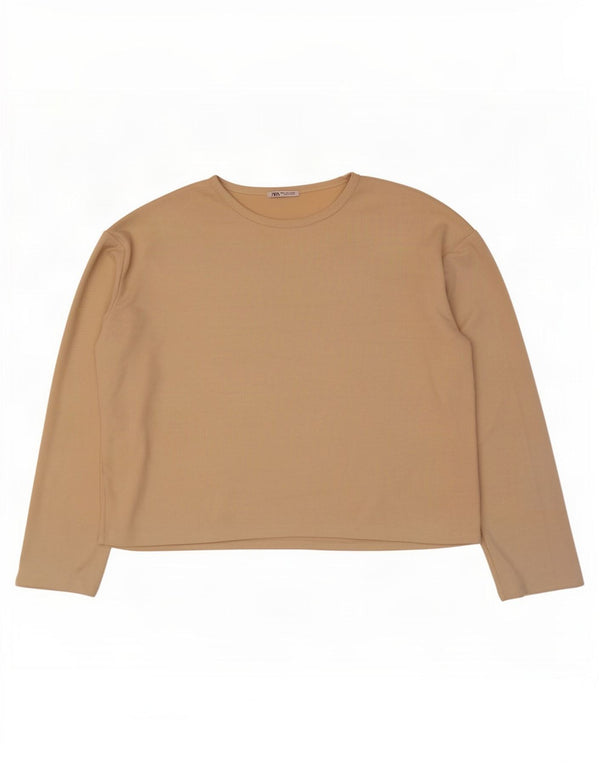 Top Zara da uomo vestibilità ampia a maniche lunghe grande beige