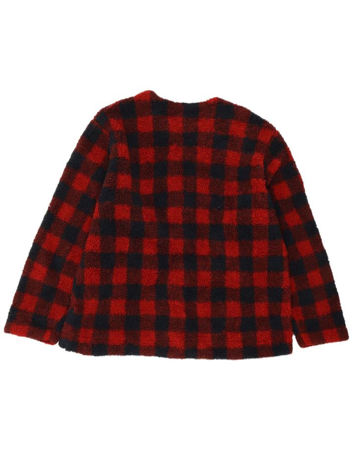 Giacca in pile oversize da donna LEE UK 18 XL Poliestere a quadri rossi
