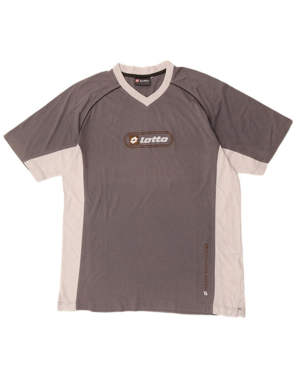 T-shirt grafica da uomo Lotto Top UK 42/44 XL Cotone color block grigio