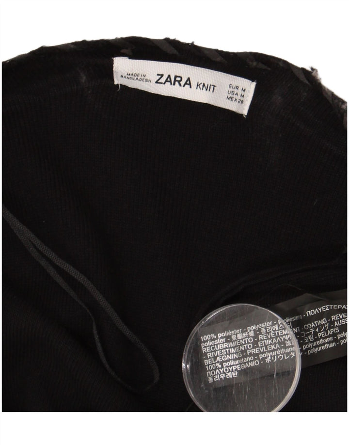 Maglione cardigan aperto asimmetrico da donna Zara UK 12 poliestere nero medio