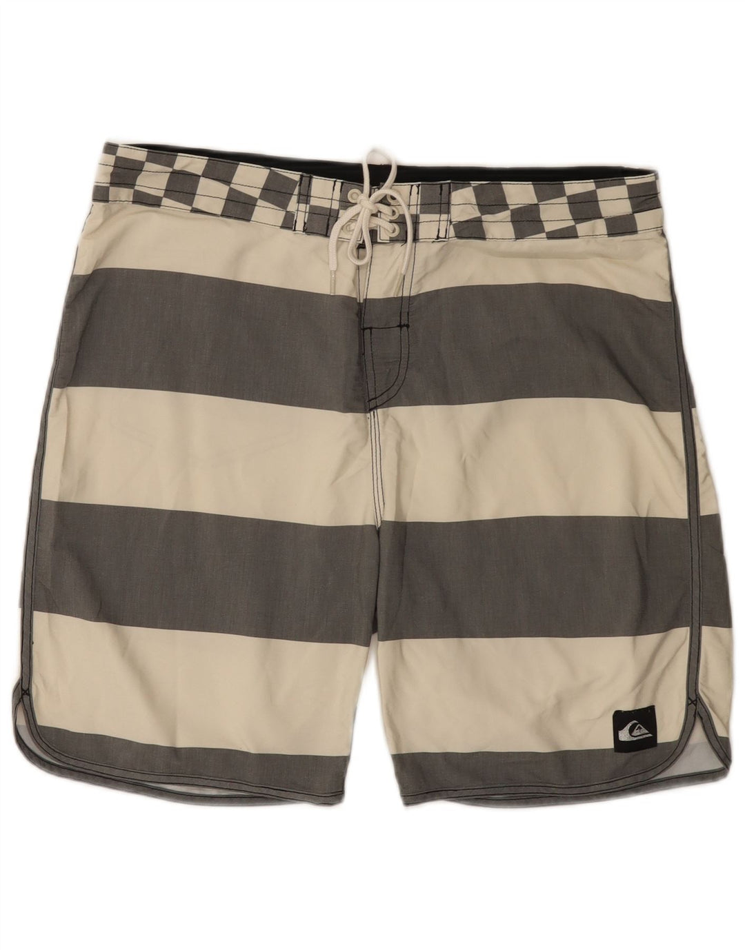 Pantaloncini da bagno da uomo Quiksilver di grandi dimensioni in poliestere a righe bianco sporco