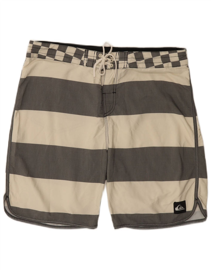 Pantaloncini da bagno da uomo Quiksilver di grandi dimensioni in poliestere a righe bianco sporco