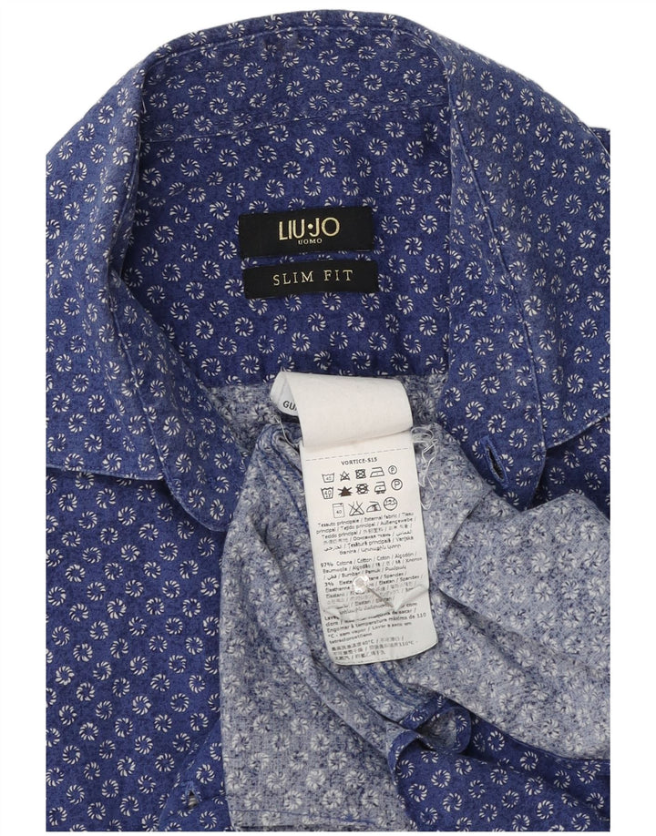 Camicia Liu Jo Uomo Slim Fit Cotone Maculato Blu Medio