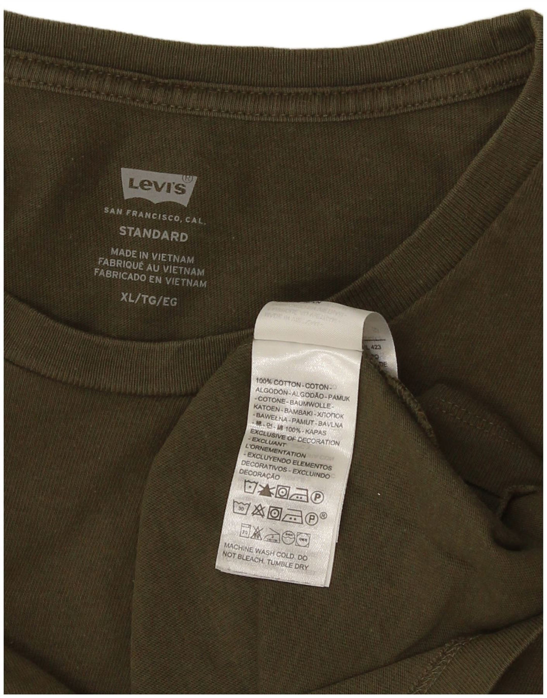 T-shirt standard da uomo Levi's Top XL in cotone kaki