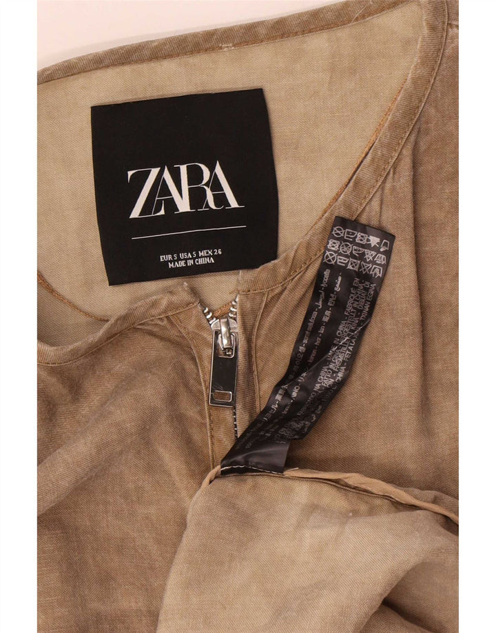 Abito a trapezio oversize a maniche lunghe da donna Zara UK 10 piccolo Lyocell beige