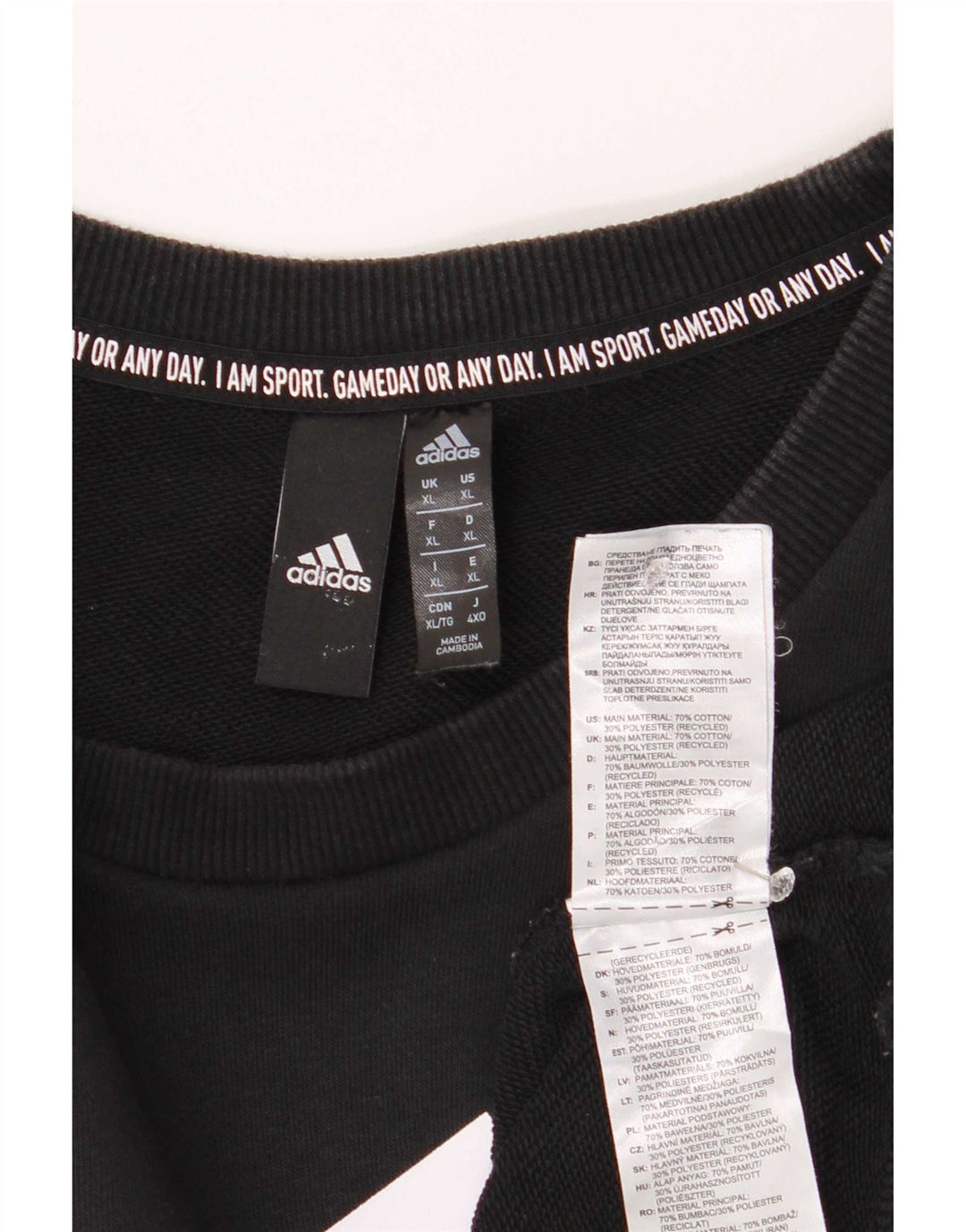 Felpa Adidas da uomo con vestibilità grafica regolare, maglione XL, cotone nero