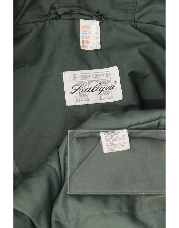 Giacca parka con cappuccio da donna vintage UK 20 2XL verde poliestere