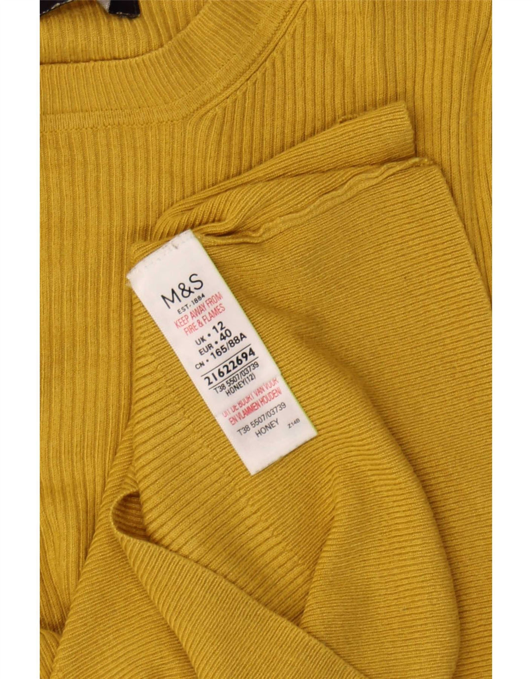 Maglione maglione girocollo da donna Marks & Spencer UK 12 Viscosa giallo medio