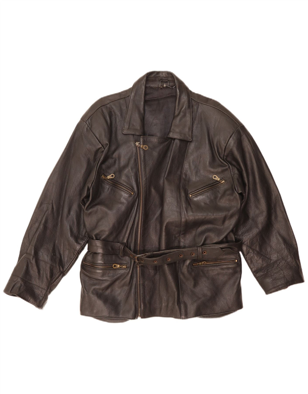 Giacca in pelle da motociclista vintage da uomo UK 38 in pelle nera media