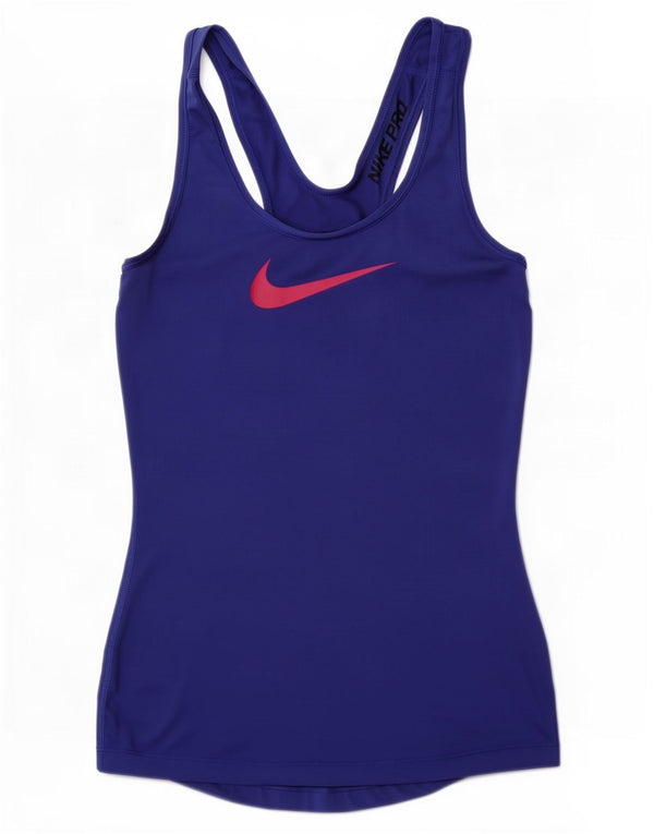 Canotta grafica Nike Dri Fit da donna UK 6 XS poliestere blu navy