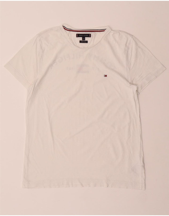 TOMMY HILFIGER Mens Graphic T-Shirt Top Medium White Cotton