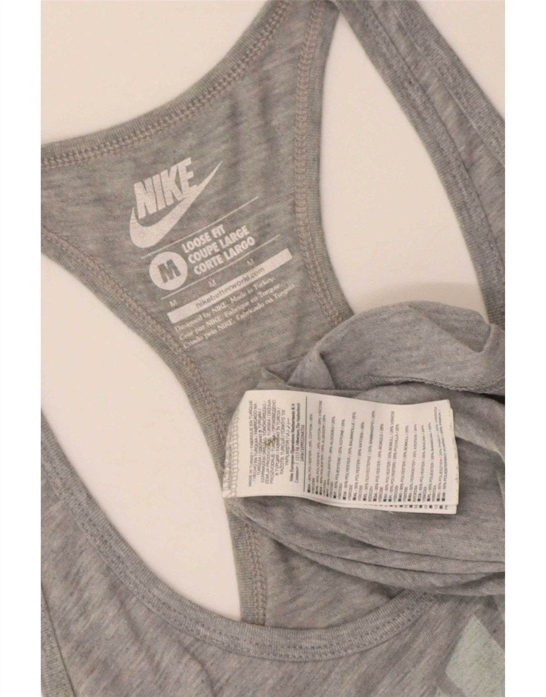 Canotta grafica Nike da donna, vestibilità ampia, UK 12, poliestere grigio medio