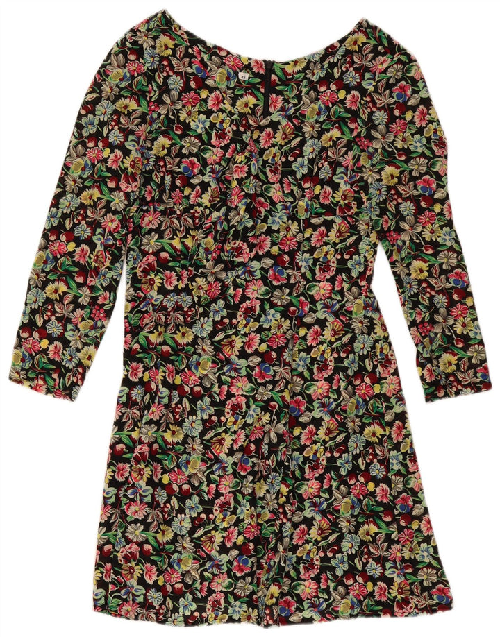 Abito a trapezio da donna a maniche lunghe VINTAGE IT 42 Medio floreale multicolore