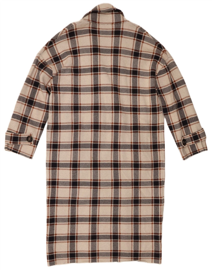 Cappotto doppiopetto Zara da donna UK 10 piccolo in viscosa a quadri beige