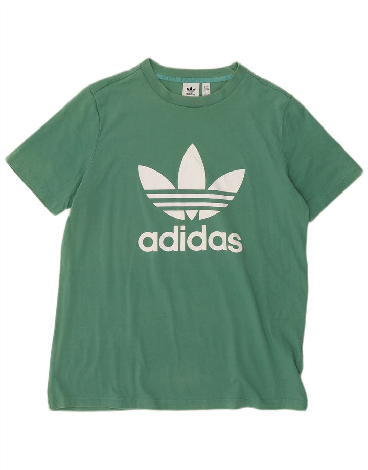 T-shirt grafica da donna ADIDAS Top UK 16 grande cotone verde