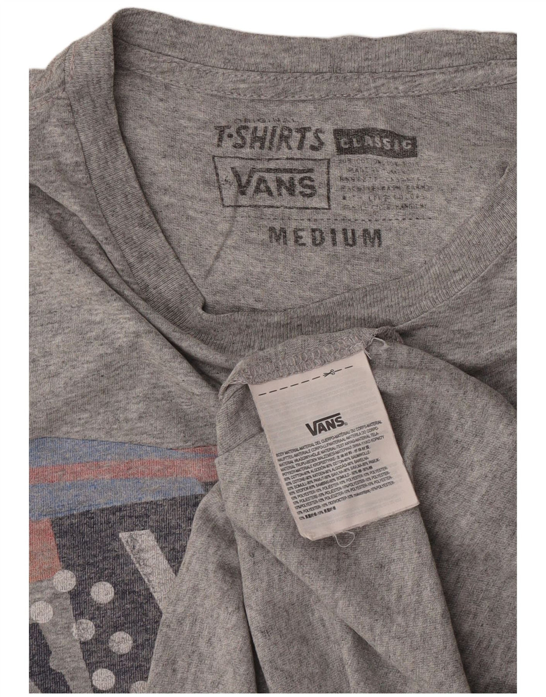 T-shirt grafica da uomo Vans Top in cotone chiazzato grigio medio