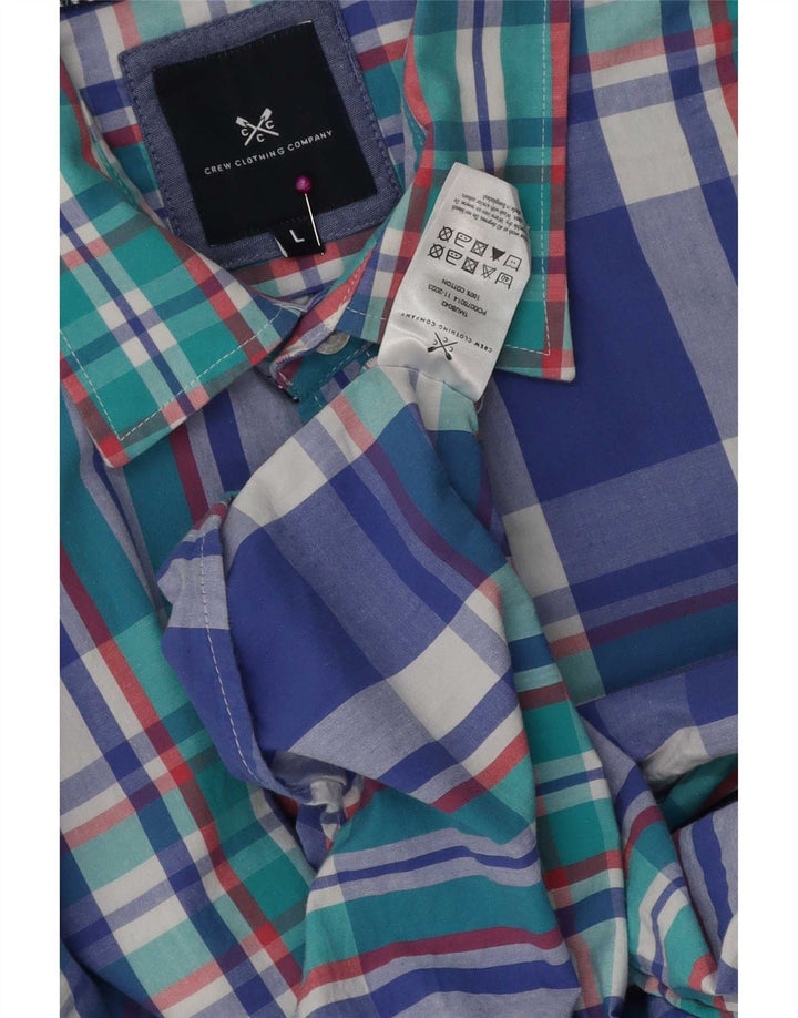 Crew Clothing Camicia a maniche corte da uomo in cotone a quadri blu grandi