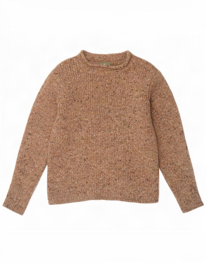 Maglione oversize da donna Aran con collo dolcevita UK 10 Piccolo beige screziato