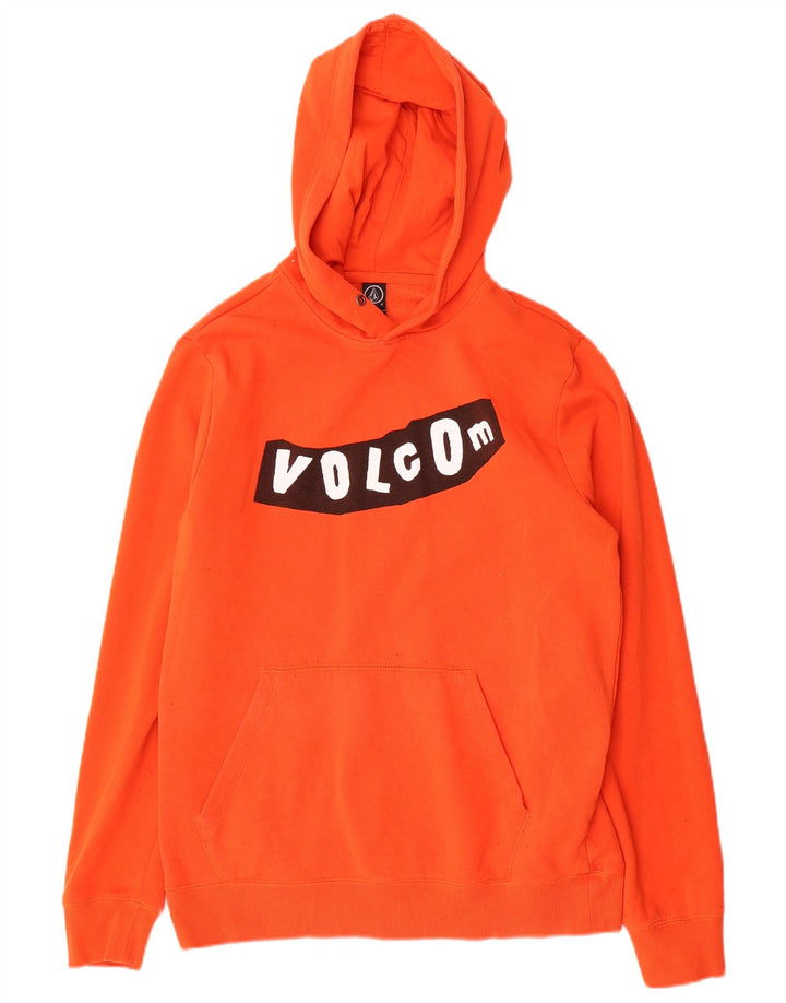 Felpa con cappuccio grafica da uomo VOLCOM piccola in cotone arancione