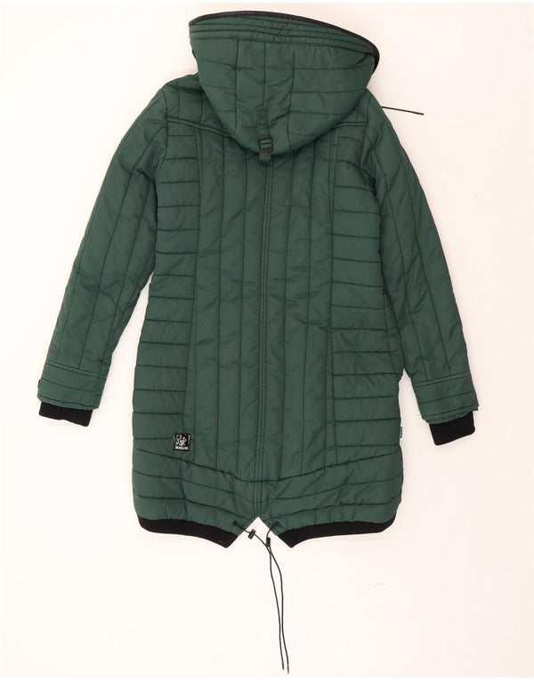 Cappotto imbottito con cappuccio da donna KHUJO UK 10 piccolo cotone color block verde