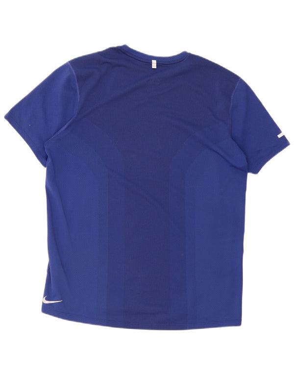 T-shirt grafica Nike Dri Fit da uomo, top in poliestere blu medio