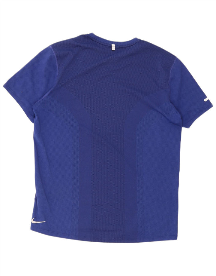 T-shirt grafica Nike Dri Fit da uomo, top in poliestere blu medio