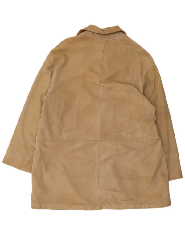 Soprabito da donna in pelle scamosciata VINTAGE IT 46 Large in pelle beige