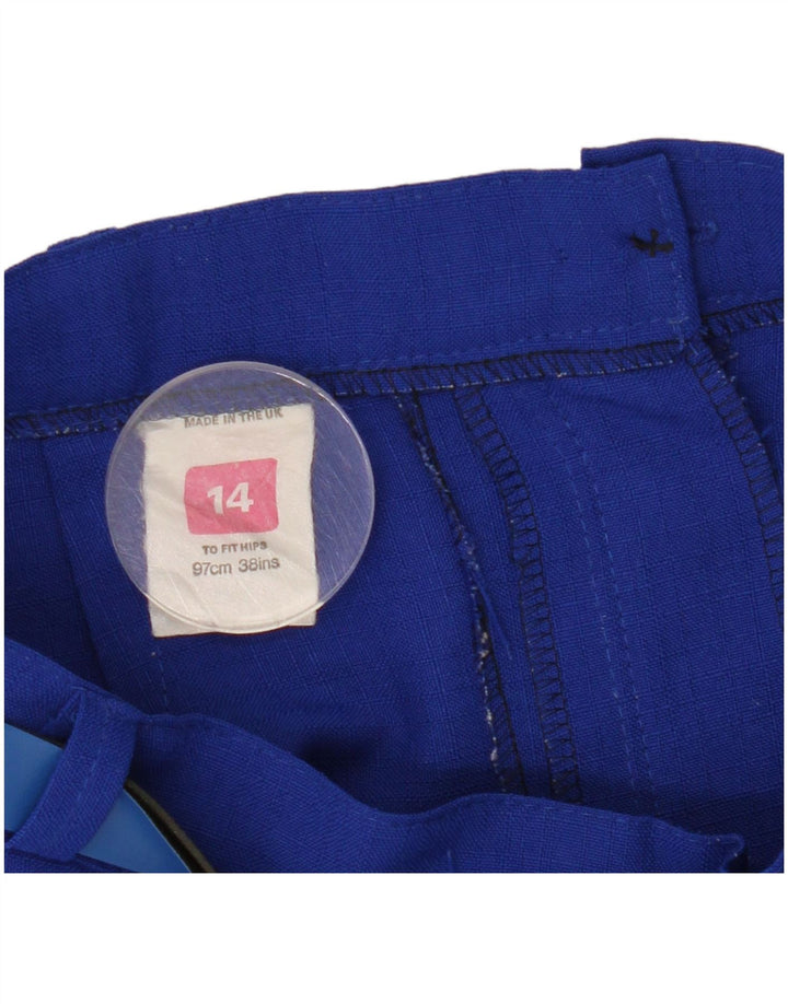 Gonna a pieghe vintage da donna UK 14 media W28 poliestere blu