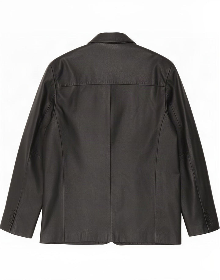 MDK Giacca blazer in pelle da uomo a 3 bottoni UK 38 Medium Nero