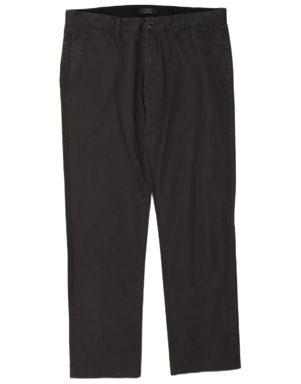 Pantaloni chino dritti da uomo Zara EU 44 Large W34 L30 cotone grigio
