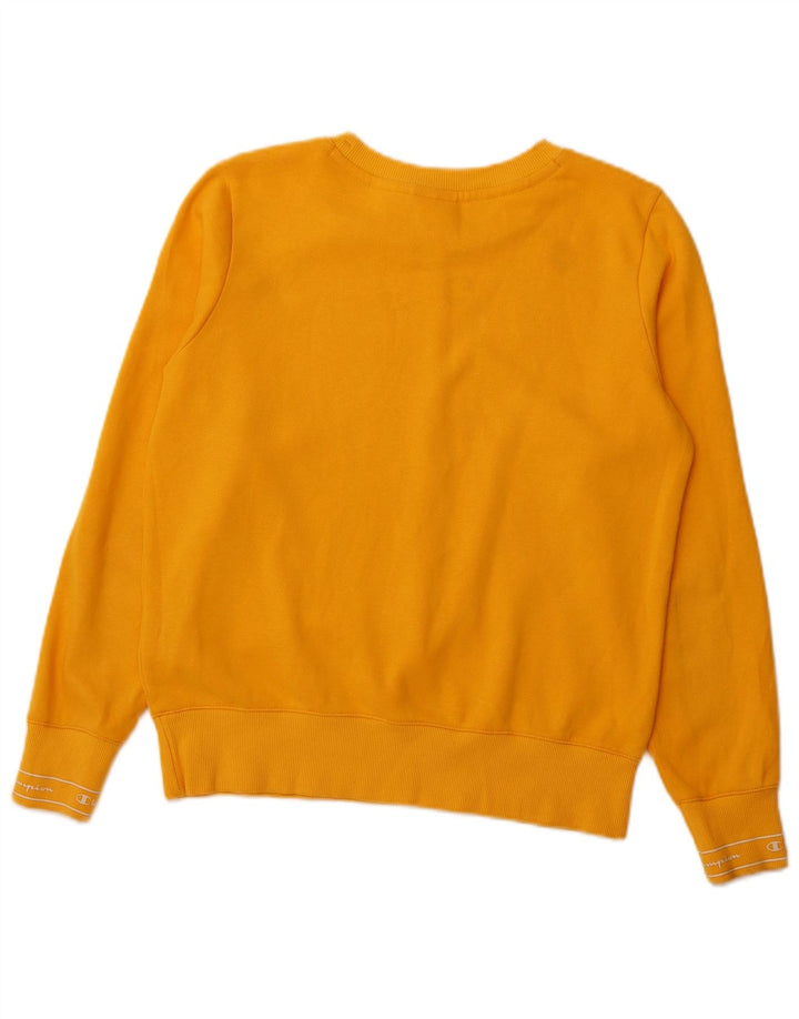 CHAMPION Womens Graphic Sweatshirt Jumper UK 14 Medium Yellow Cotton