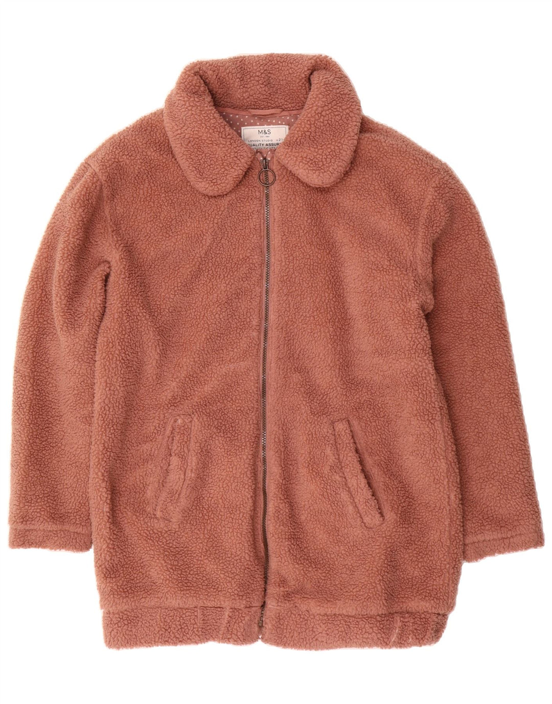 MARKS & SPENCER Girls Fleece Jacket 14-15 Years Brown Polyester Vintage Marks & Spencer and Second-Hand Marks & Spencer from Messina Hembry 