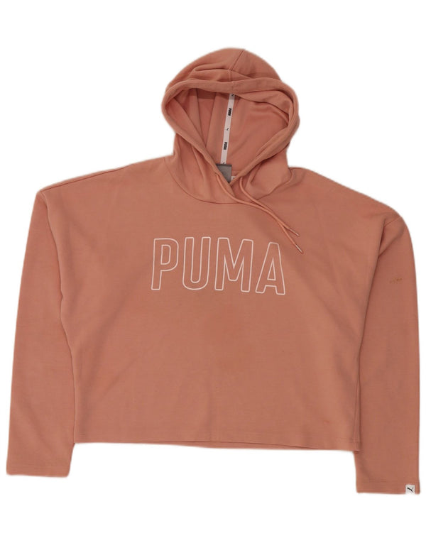 PUMA Felpa con cappuccio grafica oversize corta da donna UK 12 Rosa medio