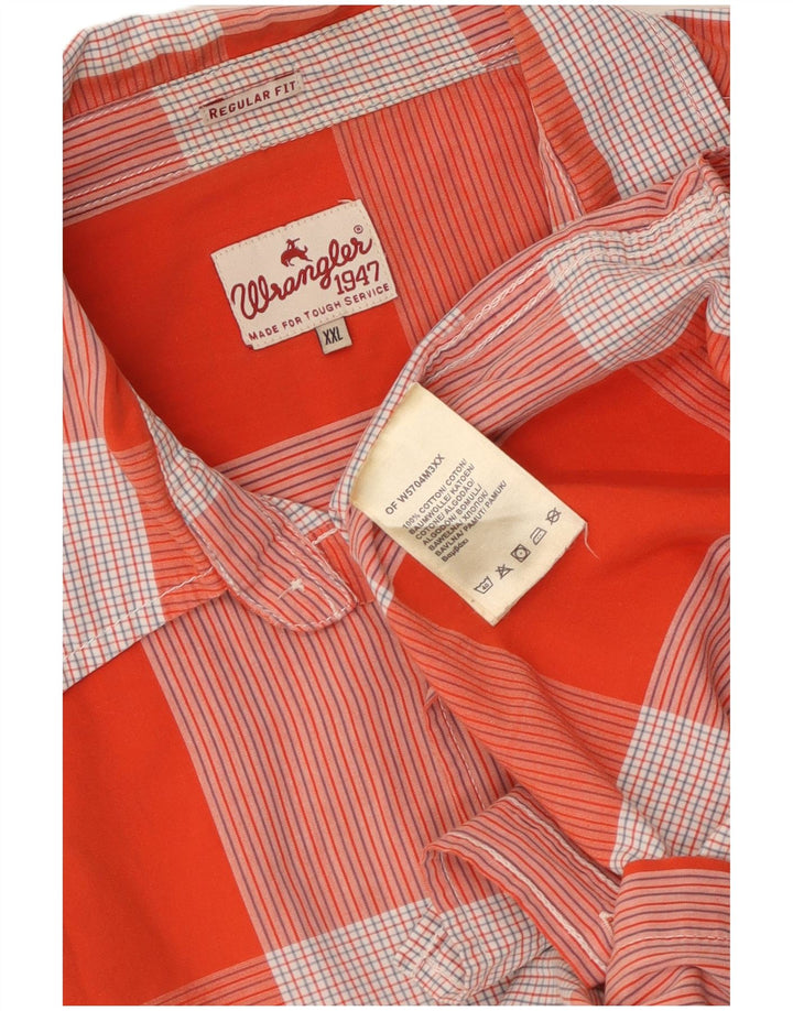 Camicia Wrangler da uomo a maniche corte vestibilità regolare 2XL cotone a quadri arancione