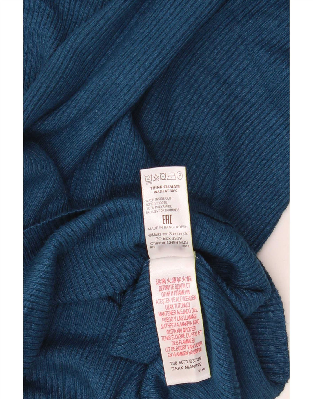 Marks & Spencer Top regolare da donna a maniche lunghe UK 12 Blu medio screziato