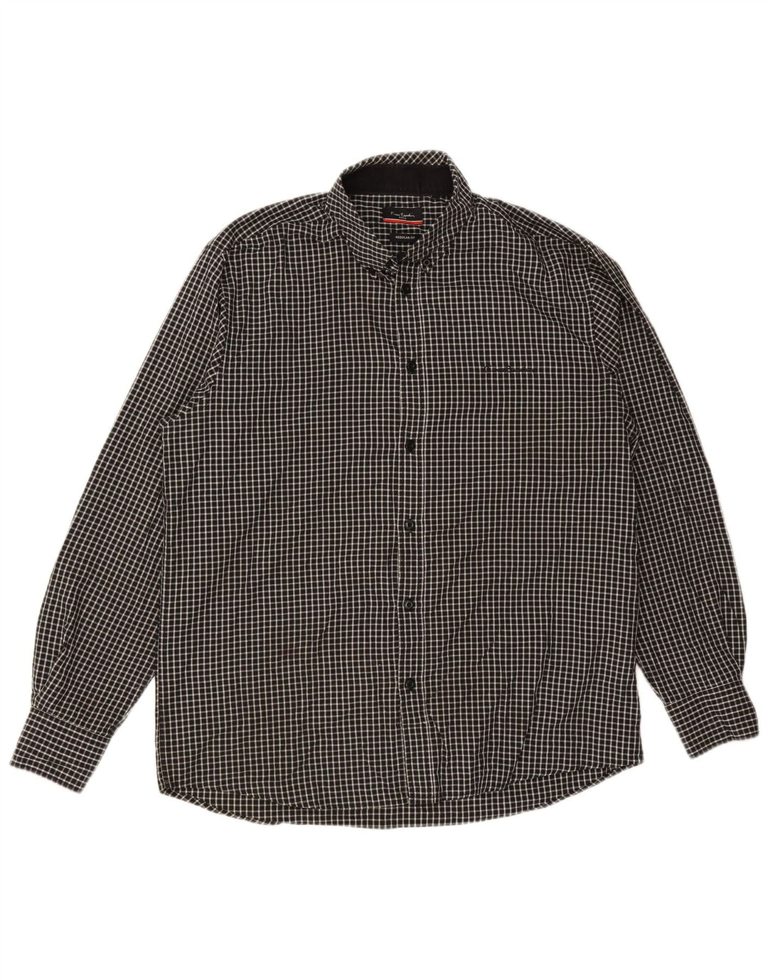 Camicia Pierre Cardin da uomo vestibilità regolare XL poliestere nero a quadri