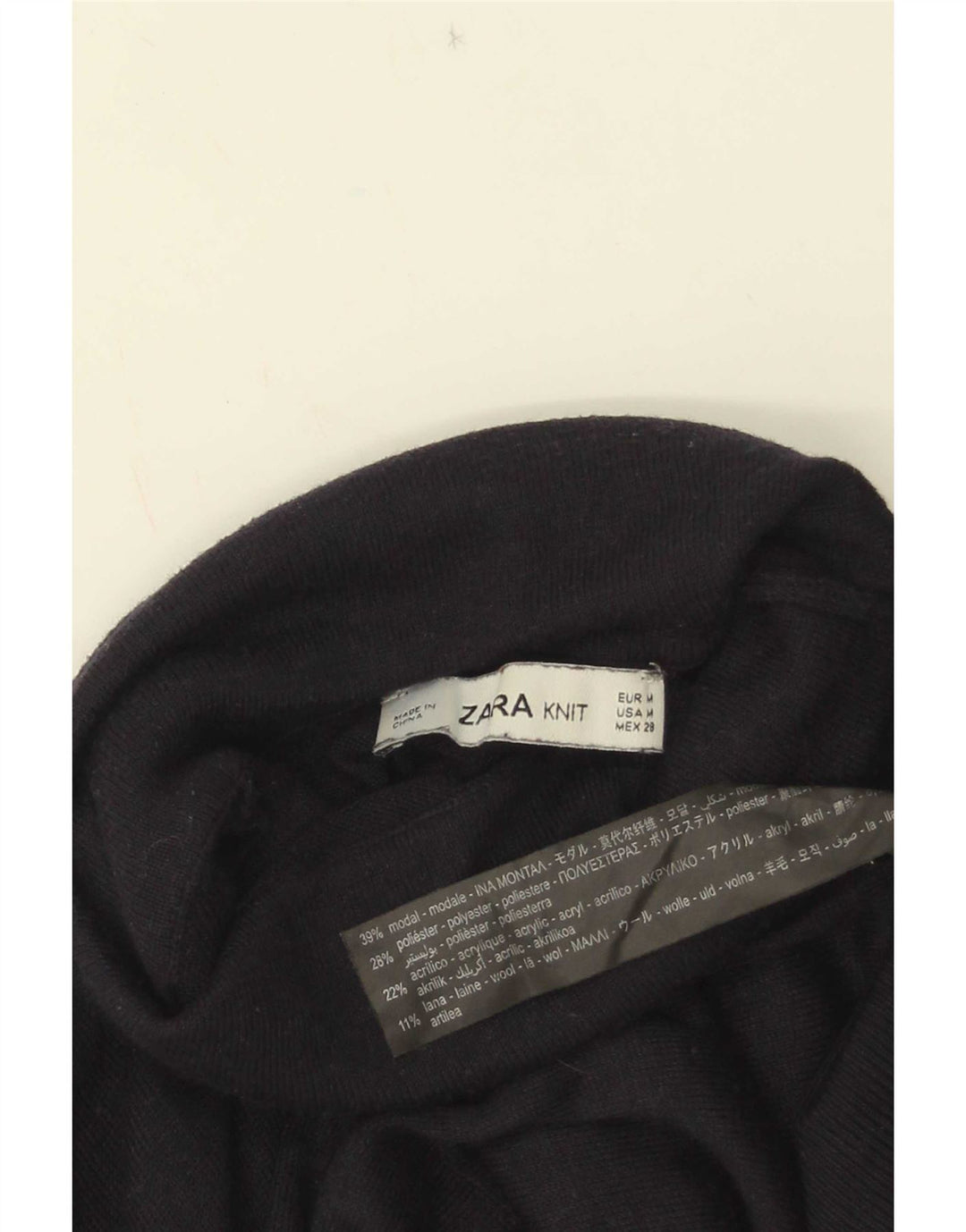 Maglione maglione a collo alto da donna Zara UK 12 Medio blu navy modal