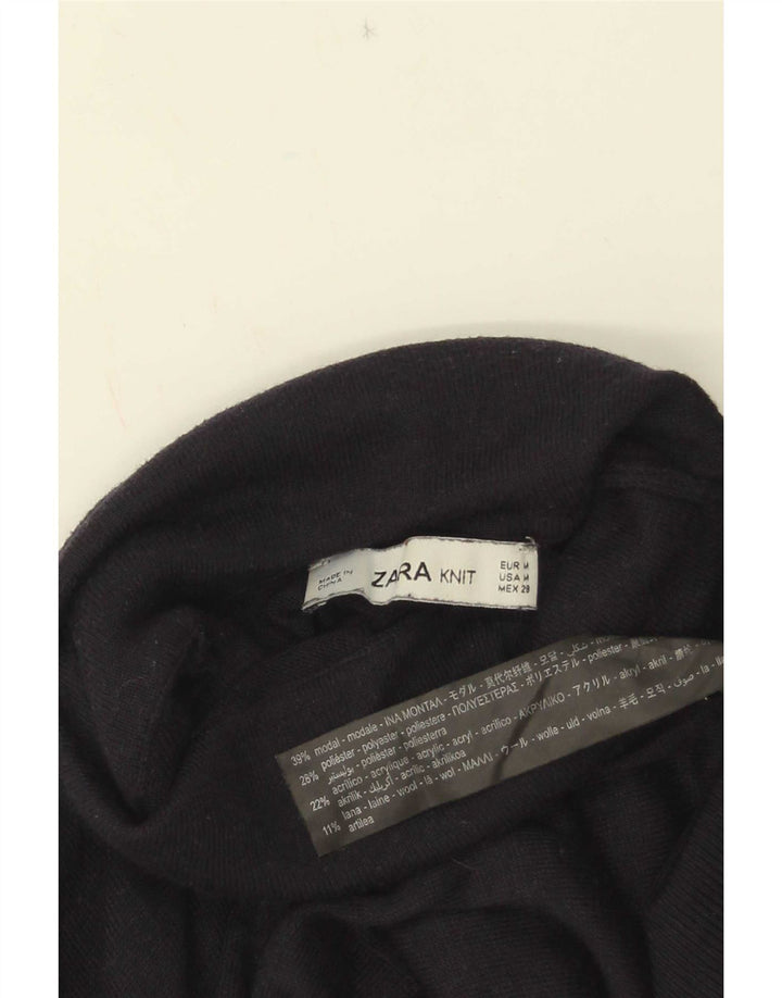 Maglione maglione a collo alto da donna Zara UK 12 Medio blu navy modal